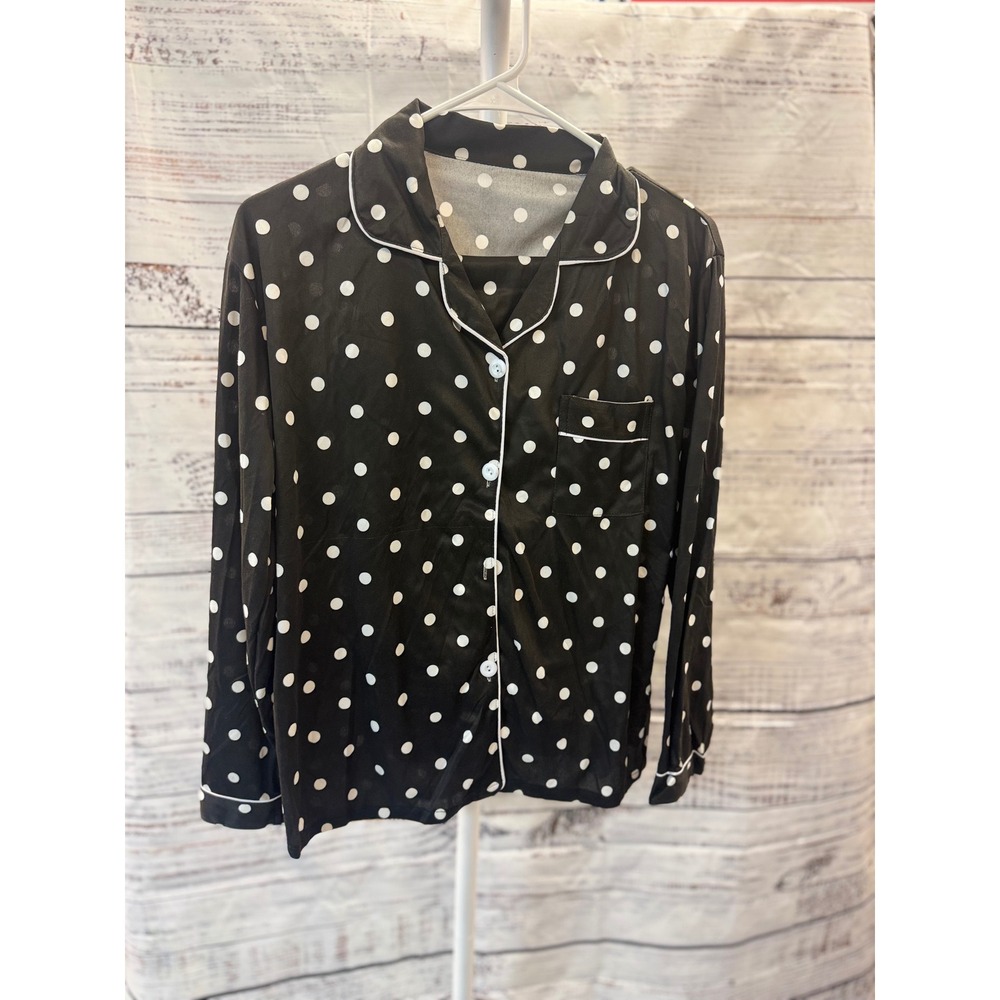 Kids Polka Dot Pajamas Set Long Sleeve Top Pants‎ Black White Sleepwear